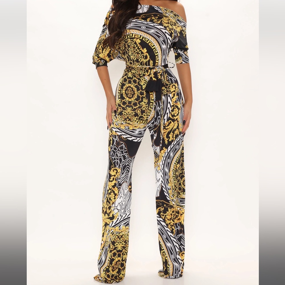 Black/Gold Printed Jumpsuit